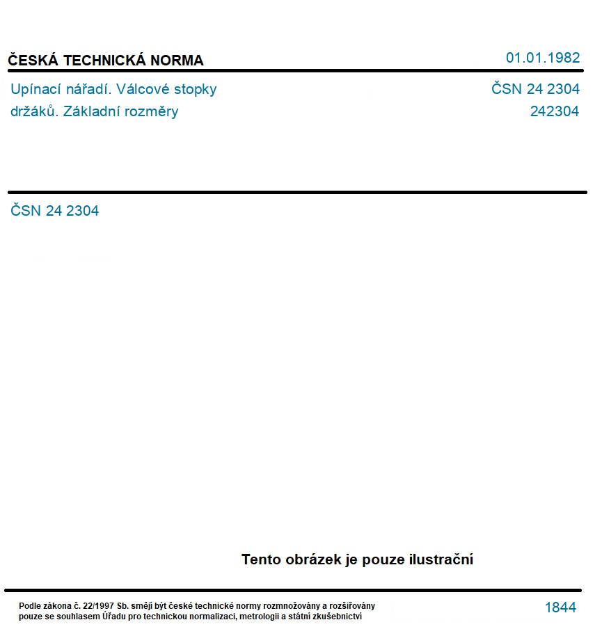 ČSN 24 2304 - Upínací nářadí. Válcové stopky držáků. Základní rozměry ...
